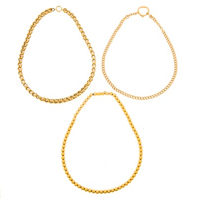 Lot 1094 - Three Gold Necklaces