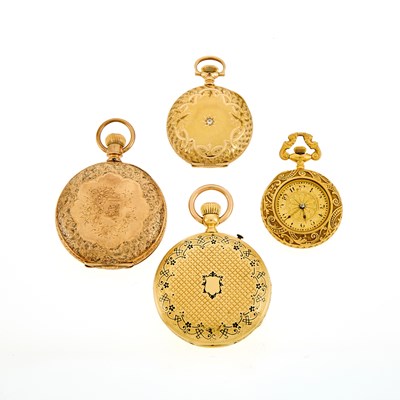 Lot 1051 - Four Gold and Gold-Filled Pocket Watches