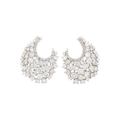 Lot 171 - Pair of White Gold and Diamond Earrings