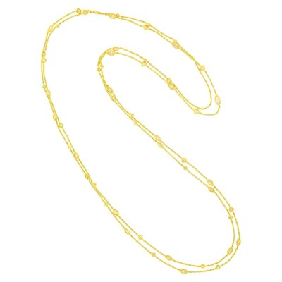 Lot 1021 - Long Gold and Diamond Chain Necklace