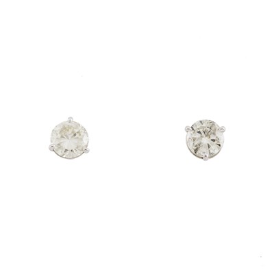 Lot 2162 - Pair of White Gold and Diamond Stud Earrings
