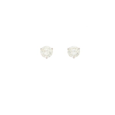 Lot 1130 - Pair of White Gold and Diamond Stud Earrings