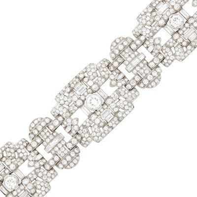 Lot 199 - Wide Platinum and Diamond Bracelet, France