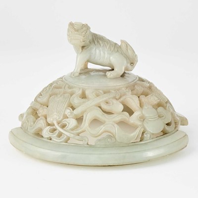 Lot 326a - A Chinese Carved White Jade Cover
