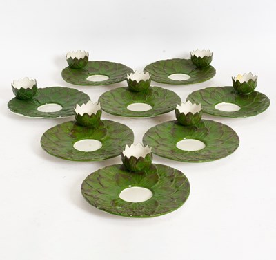 Lot 36 - Set of Eight Ceramic Lotus Form Plates
