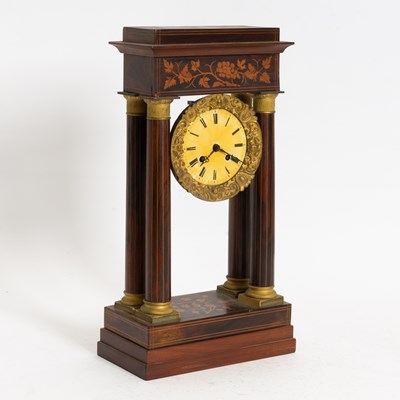 Lot 43 - Marquetry Mahogany and Gilt Metal Mantle Clock