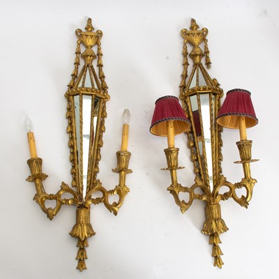 Lot 93 - Pair of Giltwood and Mirrored Wall Sconces