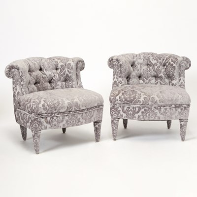 Lot 294 - Pair of Grey Upholstered Club Chairs