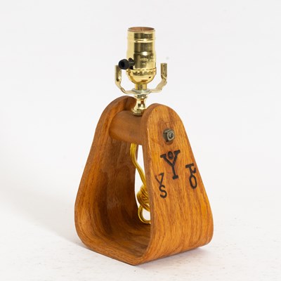 Lot 137 - Wood Horse Stirrup-Form Lamp