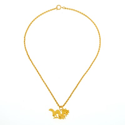 Lot 1098 - Gold Dragon Pendant with Gold Chain Necklace