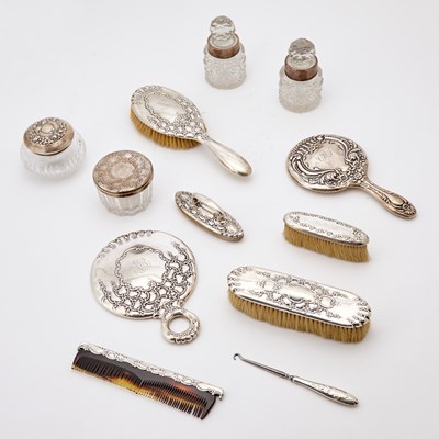 Lot 222 - Large Assembled Group of Sterling Silver Dresser Articles