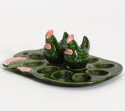 Lot 140 - Majolica Chicken Form Deviled Egg Tray
