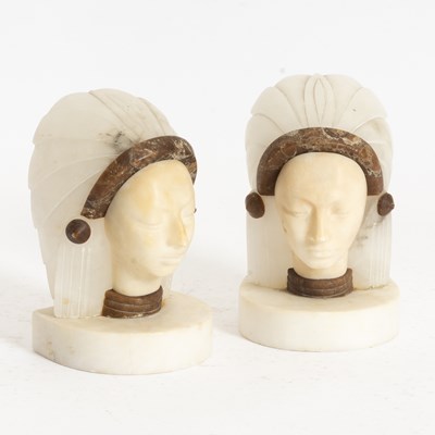 Lot 143 - Pair of Art Deco Alabaster Figure Bookends