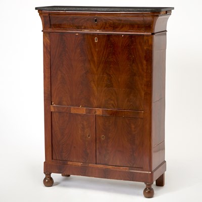 Lot 170 - Louis Philippe Mahogany Marble Top Secretaire à Abattant