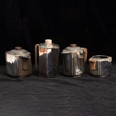 Lot 36 - Art Deco Four-Piece Silver-Plate Coffee and Tea Set
