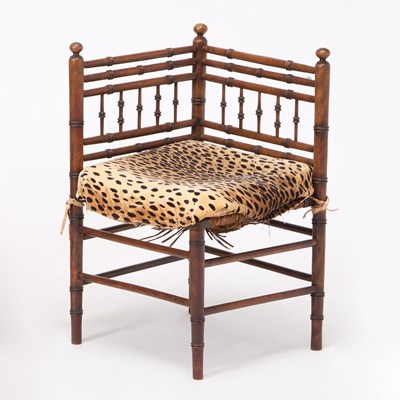Lot 206 - Faux Bamboo Mahogany Corner Chair