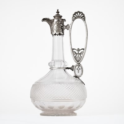 Lot 272 - English Silver Plated-Mounted Blown and Cut Glass Footed Decanter