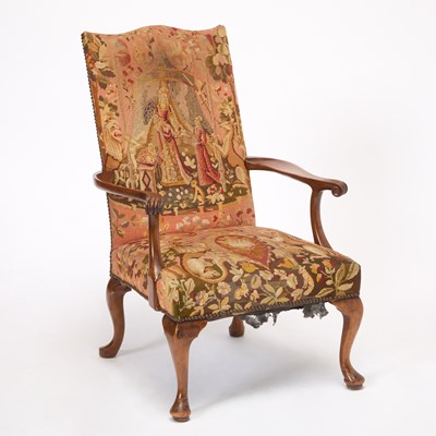 Lot 205 - George I Style Needlepoint Upholstered Walnut Armchair