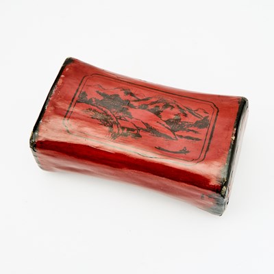 Lot 214 - Japanese Black and Red Lacquer Composition Pillow Headrest