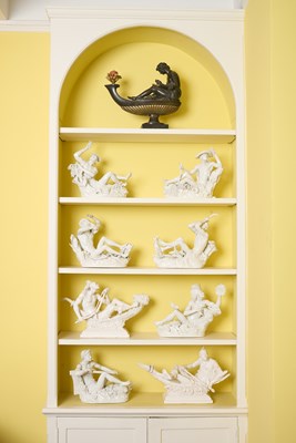 Lot A Set of Eight Italian White-Glazed Maiolica Figural Groups, by Andrea Spadini