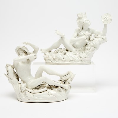 Lot 215 - Eight Italian White-Glazed Maiolica Figural Groups, by Andrea Spadini