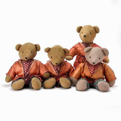 Lot 186 - Four Examples of the "Douglas Bearbanks" Stuffed Bear Wearing a Smoking Jacket and Ascot