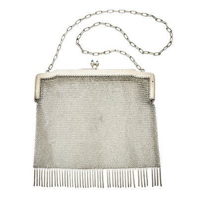 Lot 276 - Continental Silver Mesh Purse with Carrying Chain