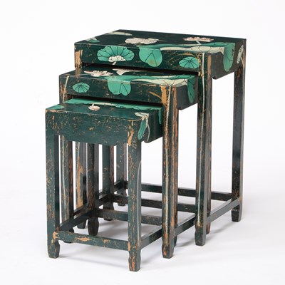 Lot 251 - Isabelle O'Neill Polychrome Painted Three-Tier Nest of Tables