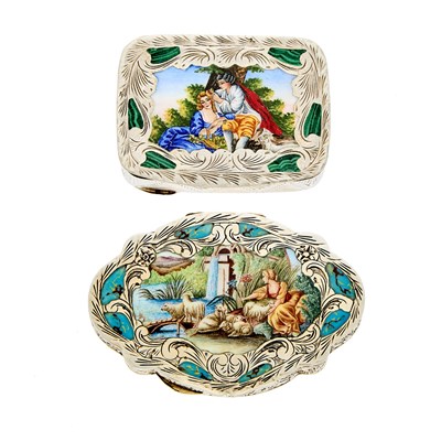Lot 279 - Two Silver and Enamel Compacts