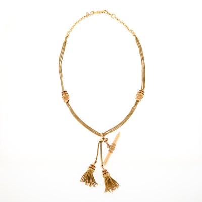 Lot 1044 - Two-Color Gold Tassel Necklace