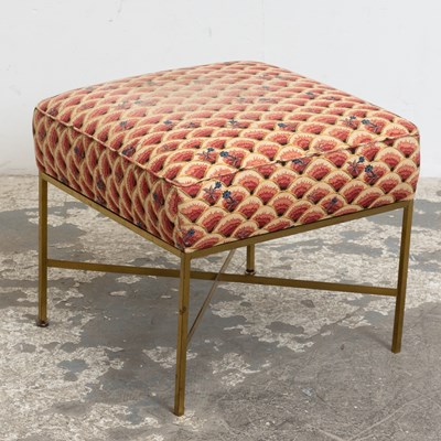 Lot 165 - Upholstered Ottoman with Brass Base