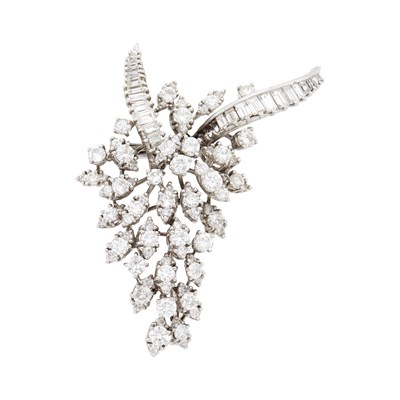Lot 2116 - Platinum and Diamond Clip-Brooch