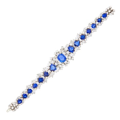 Lot 265 - Platinum, Sapphire and Diamond Bracelet