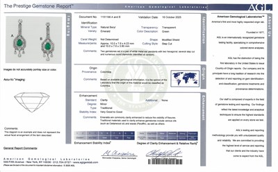 Lot 227 - Pair of Platinum, Emerald and Diamond Pendant-Earrings