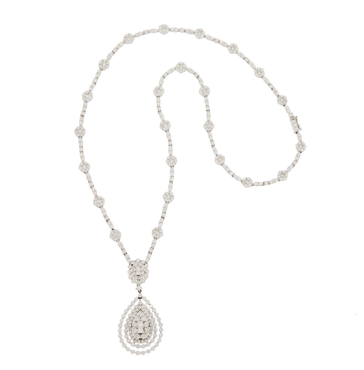 Lot 2212 - White Gold and Diamond Pendant-Necklace