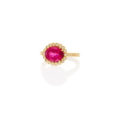 Lot 2035 - Gold, Pink Tourmaline and Diamond Ring
