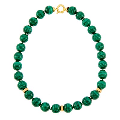 Lot 2017 - Malachite and Gold Bead Necklace