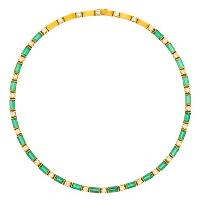 Lot 1047 - Gold, Tourmaline and Diamond Necklace