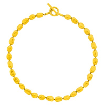 Lot 1134 - Yossi Harari High Karat Nugget Gold Bead 'Roxanne' Necklace with Toggle Clasp