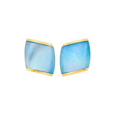 Lot 10 - Vhernier Pair of Gold, Rock Crystal and Blue Mother-of-Pearl Earclips