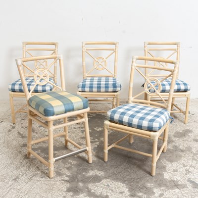 Lot 188 - Set of Four McGuire Cream Painted Dining Chairs