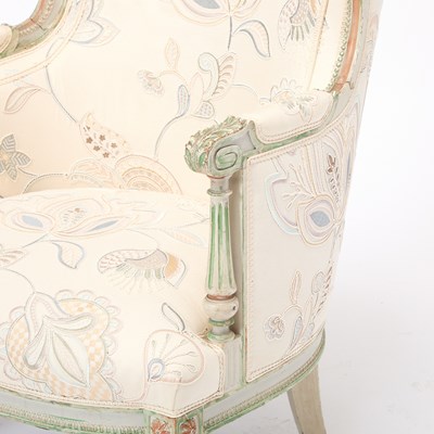 Lot 167 - Louis XVI Style Upholstered Painted Wood Bergère