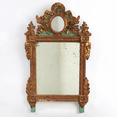Lot 569 - Louis XVI Parcel-Gilt and Painted Wood Mirror
