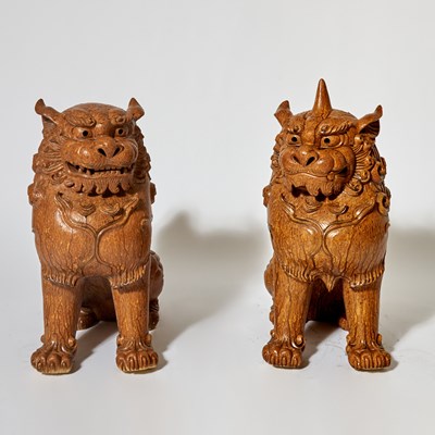 Lot 296 - A Large Pair of Japanese Ceramic 'Komainu' Guardian Lion-Dogs