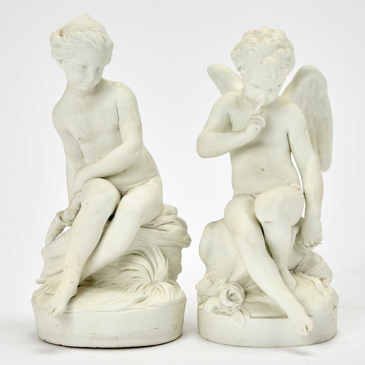 Lot 364 - Pair of Sèvres Biscuit Figures of Cupid and Psyche