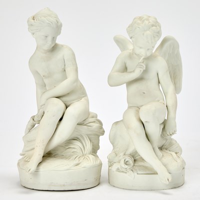 Lot Pair of Sèvres Biscuit Figures of Cupid and Psyche