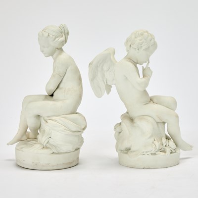 Lot 364 - Pair of Sèvres Biscuit Figures of Cupid and Psyche