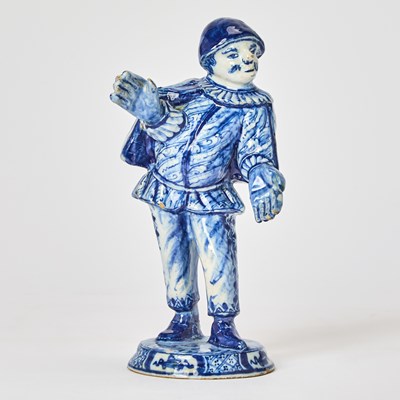 Lot Dutch Delft Blue and White Commedia Dell'Arte Figure