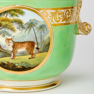 Lot 390 - Pair of Derby Apple-Green Ground Ice Pails, Covers and Liners
