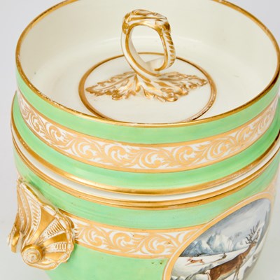 Lot 390 - Pair of Derby Apple-Green Ground Ice Pails, Covers and Liners